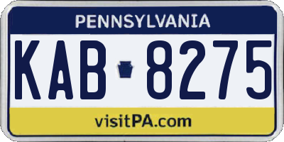 PA license plate KAB8275