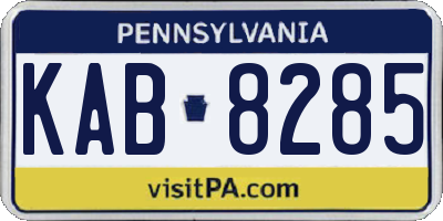 PA license plate KAB8285