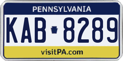 PA license plate KAB8289