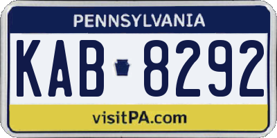 PA license plate KAB8292