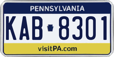 PA license plate KAB8301