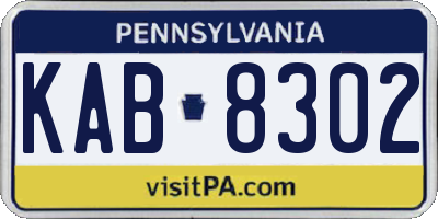 PA license plate KAB8302