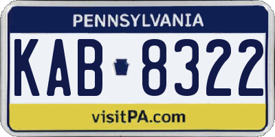 PA license plate KAB8322