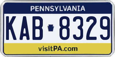 PA license plate KAB8329