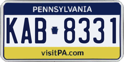 PA license plate KAB8331