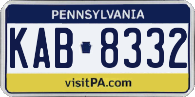 PA license plate KAB8332