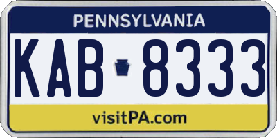 PA license plate KAB8333
