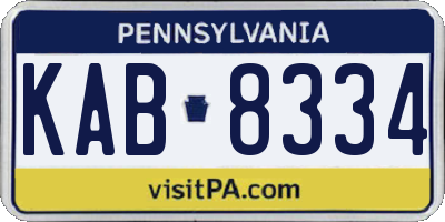 PA license plate KAB8334