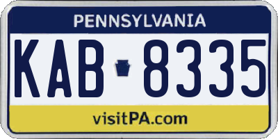 PA license plate KAB8335