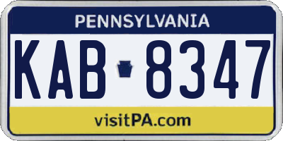 PA license plate KAB8347