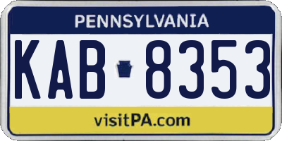 PA license plate KAB8353