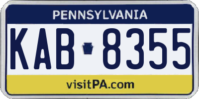 PA license plate KAB8355