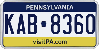 PA license plate KAB8360