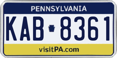 PA license plate KAB8361