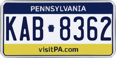 PA license plate KAB8362