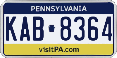 PA license plate KAB8364