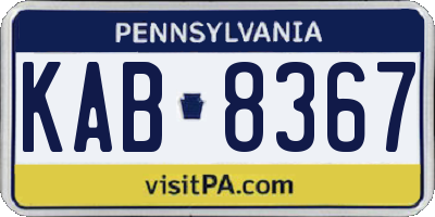 PA license plate KAB8367