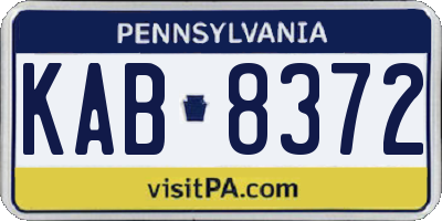 PA license plate KAB8372