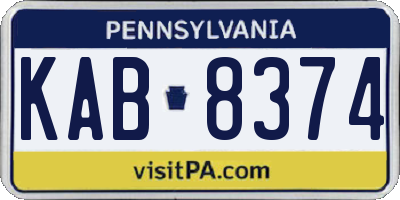 PA license plate KAB8374