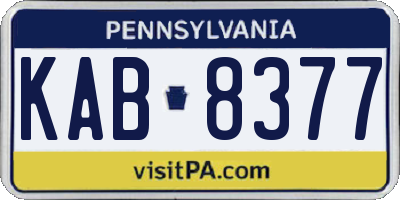 PA license plate KAB8377