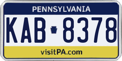 PA license plate KAB8378