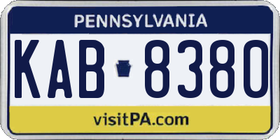 PA license plate KAB8380