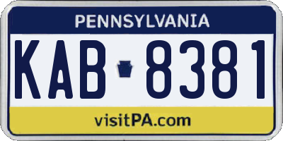 PA license plate KAB8381