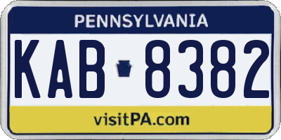 PA license plate KAB8382