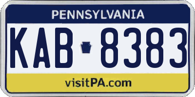 PA license plate KAB8383