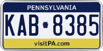 PA license plate KAB8385