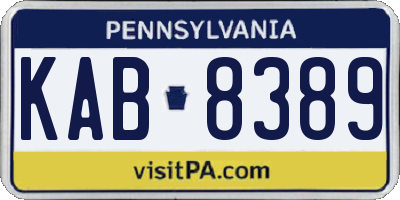 PA license plate KAB8389