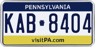 PA license plate KAB8404