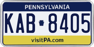 PA license plate KAB8405