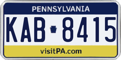 PA license plate KAB8415