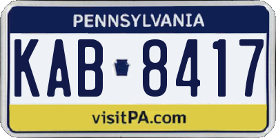 PA license plate KAB8417