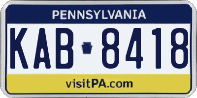 PA license plate KAB8418