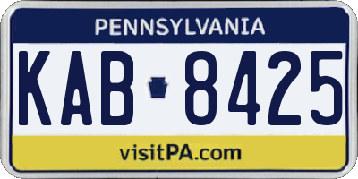 PA license plate KAB8425