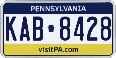 PA license plate KAB8428