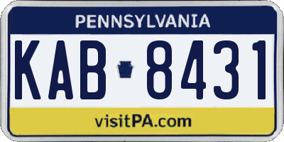 PA license plate KAB8431