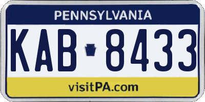 PA license plate KAB8433