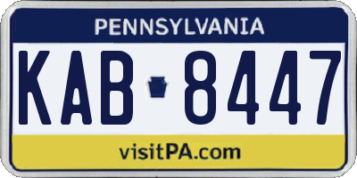 PA license plate KAB8447