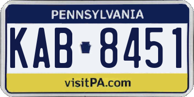 PA license plate KAB8451