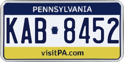 PA license plate KAB8452