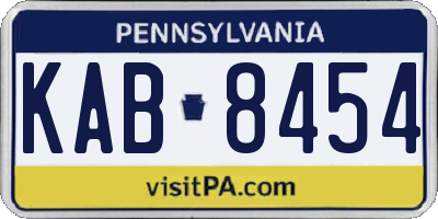 PA license plate KAB8454