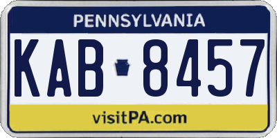 PA license plate KAB8457