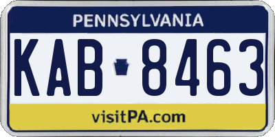 PA license plate KAB8463