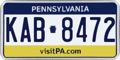 PA license plate KAB8472