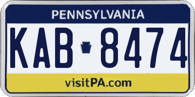 PA license plate KAB8474