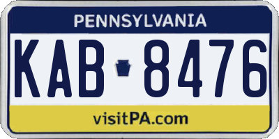 PA license plate KAB8476