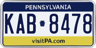 PA license plate KAB8478